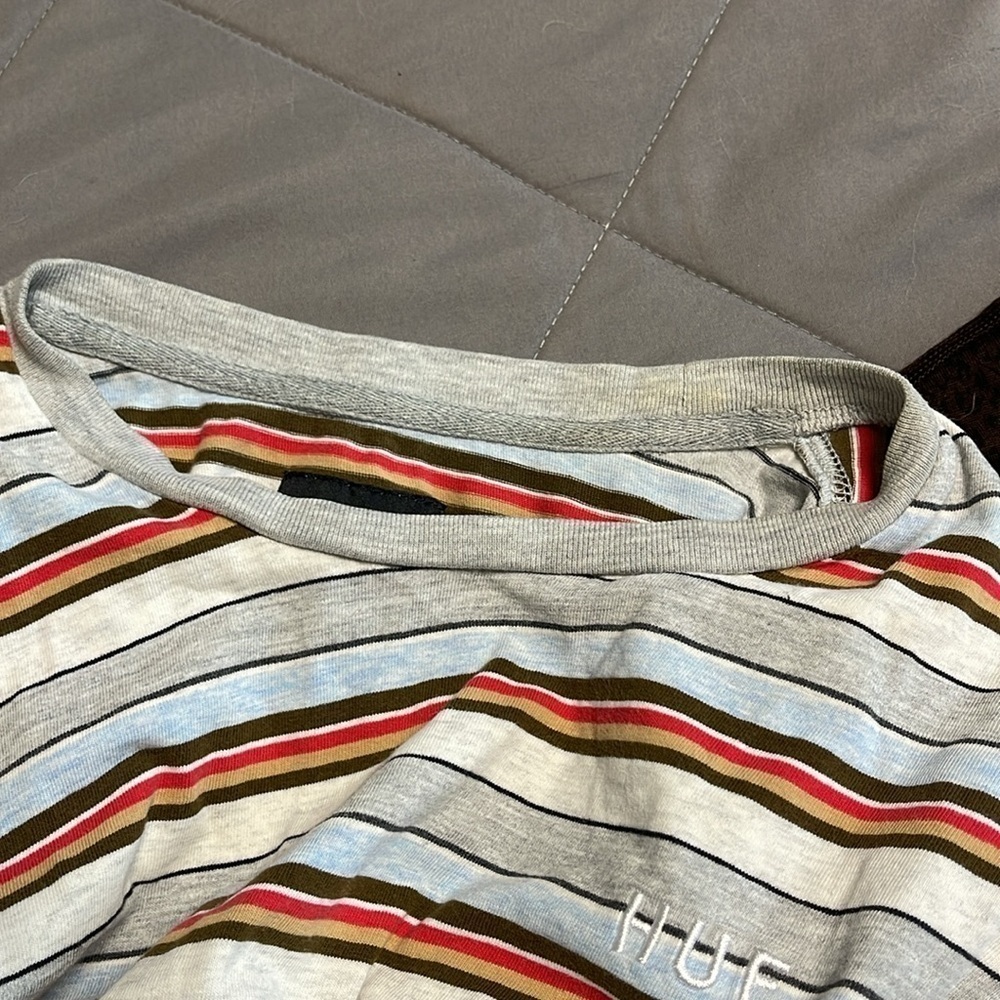 HUF Multicolored Striped 100% Cotton T-Shirt Size Large - Picture 8 of 8